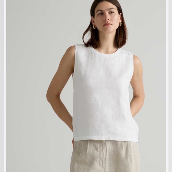 Quince Tops - NWT Quince 100% European Linen Tank size M white